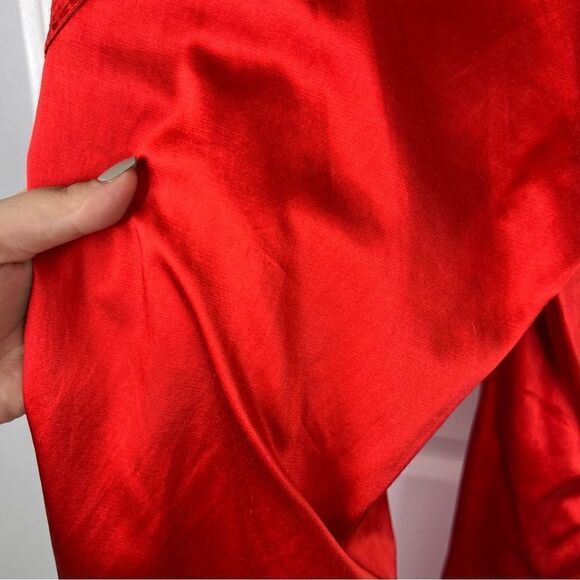 Sz 4 Armani Exchange Red Silk Blend Wide Leg Pants - Picture 8 of 17